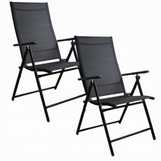 Set 2 scaune gradina/terasa, reglabile, aluminiu, negru, 48x67-99x43 cm, Jumi