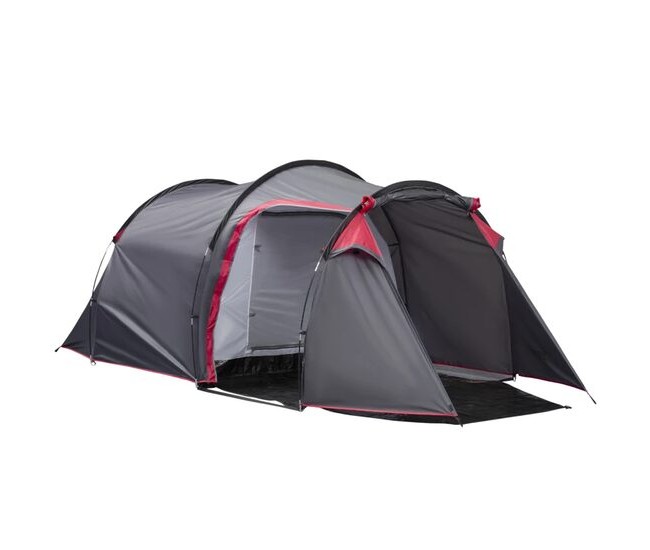 Cort camping, 2 persoane, impermeabil, cu vestibul, geanta, gri, 426x206x154 cm