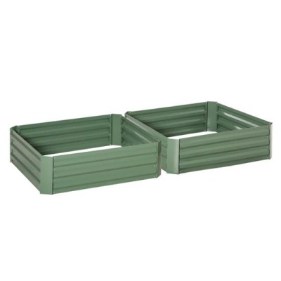 Set 2 paturi/straturi inaltate pentru flori, legume, din otel, verde, 100x100x30 cm