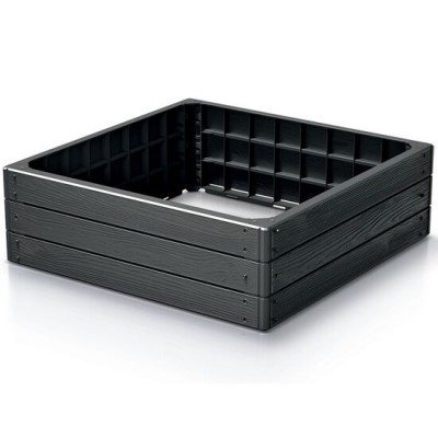 Pat/strat inaltat pentru flori, legume, din plastic, efect lemn, antracit, 75.6x75.6x25 cm, Prosperplast