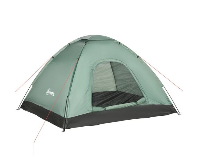 Cort camping, 2 persoane, cu geanta, verde, 206x185x120 cm