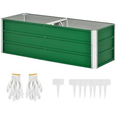 Pat/strat inaltat pentru flori, legume, din otel, verde, cu accesorii, 125x47x40 cm