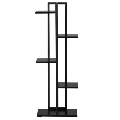 Suport pentru ghivece de flori, MDF si otel, 5 niveluri, 6 locuri, negru, 40x22x113 cm