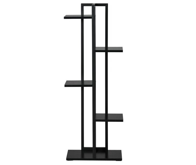 Suport pentru ghivece de flori, MDF si otel, 5 niveluri, 6 locuri, negru, 40x22x113 cm