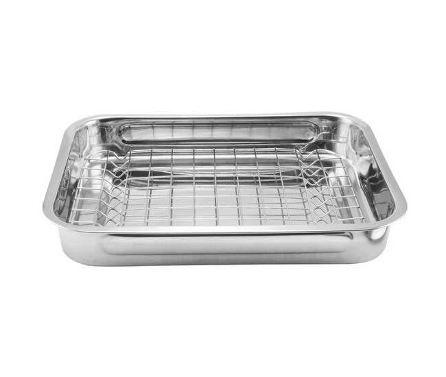 Tava cu grill pentru gratar, inox, 33x22 cm, Perfect Home