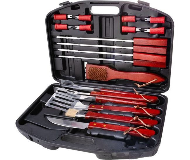 Ustensile pentru barbecue, grill, gratar, inox, cu geanta, set 19 piese, Strend Pro Grill