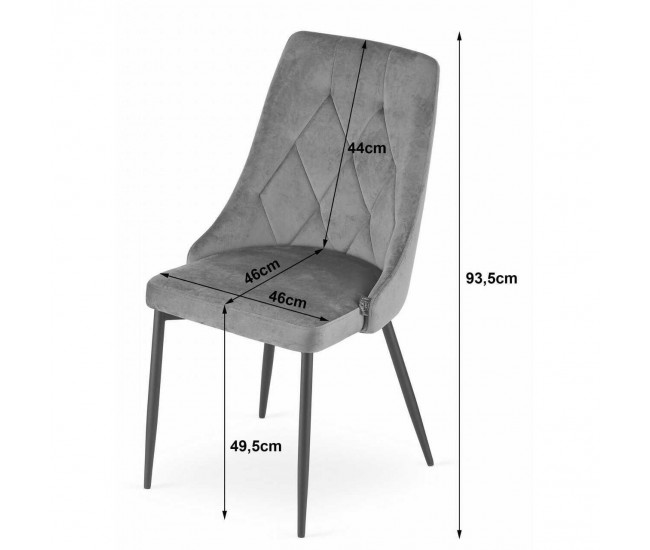 Scaun bucatarie/living, Artool, Imola, catifea, metal, verde, 48.5x61x93.5 cm