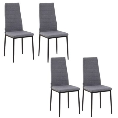 Set 4 scaune bucatarie/living, Tay, poliester, metal, gri si negru, 41x50x97 cm