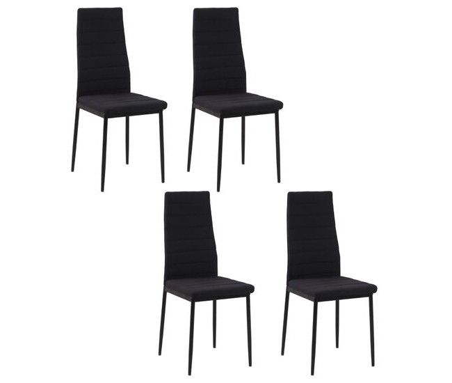 Set 4 scaune bucatarie/living, Tay, poliester, metal, negru, 41x50x97 cm