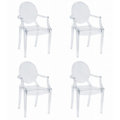 Set 4 scaune bucatarie/living, Artool, Busan, PC, transparent, 54x56.5x92.5 cm