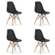 Set 4 scaune stil scandinav, Artool, Osaka, PP, lemn, negru si natur, 46x54x81 cm