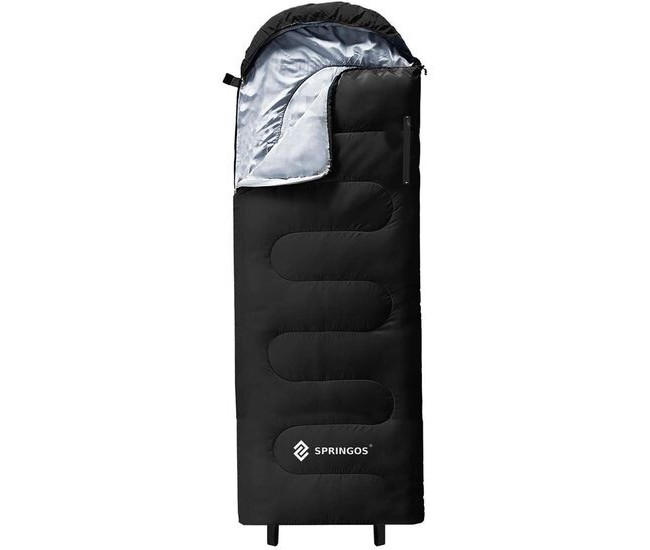 Sac de dormit, turistic, 2 in 1, negru, 220x80 cm, Springos