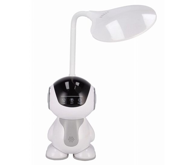 Lampa de birou, Jumi, model astronaut, lumina LED reglabila, brat ajustabil, alb, 11x32 cm