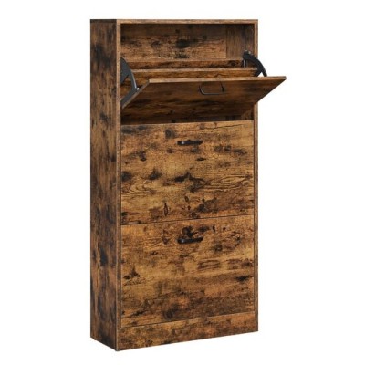 Dulap pentru depozitare incaltaminte, pantofar, Artool, pal, maro rustic, 3 sertare, 60x24x102 cm