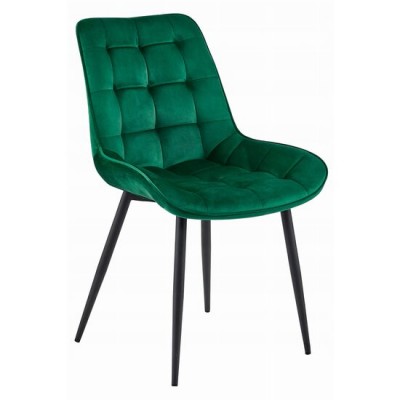 Scaun bucatarie/living, Artool, Bera, catifea, metal, verde si negru, 54x60x88 cm