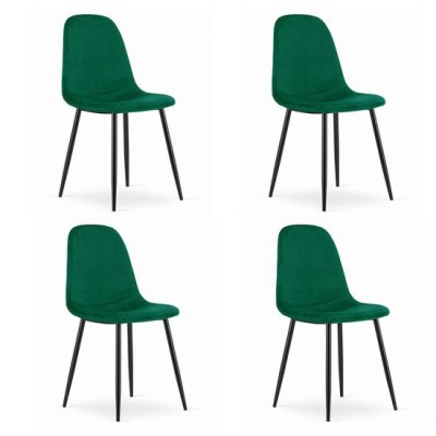 Set 4 scaune bucatarie/living, Artool, Como, catifea, metal, verde si negru, 44.5x50.5x87.5 cm