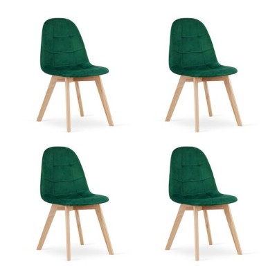 Set 4 scaune bucatarie/living, Artool, Bora, catifea, lemn, verde, 44.5x54x81.5 cm