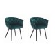 Set 2 scaune stil fotoliu bucatarie/living, Artool, Orion, catifea, metal, verde si negru, 61x55x79 cm