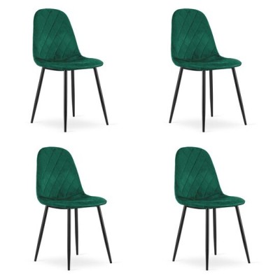 Set 4 scaune bucatarie/living, Artool, Asti, catifea, metal, verde si negru, 44.5x50.5x87.5 cm