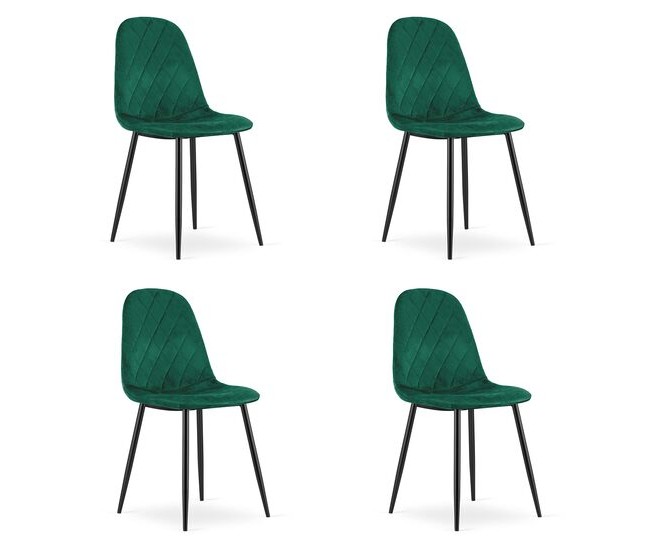 Set 4 scaune bucatarie/living, Artool, Asti, catifea, metal, verde si negru, 44.5x50.5x87.5 cm