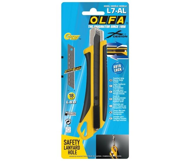 Cutter 18 mm, blocaj rotativ, comfort Grip x-Design,  L-7/LBB, OLFA