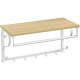 Cuier de perete cu raft, Artool, 7 carlige, metal, MDF, alb si stejar, 60x30x31.7 cm