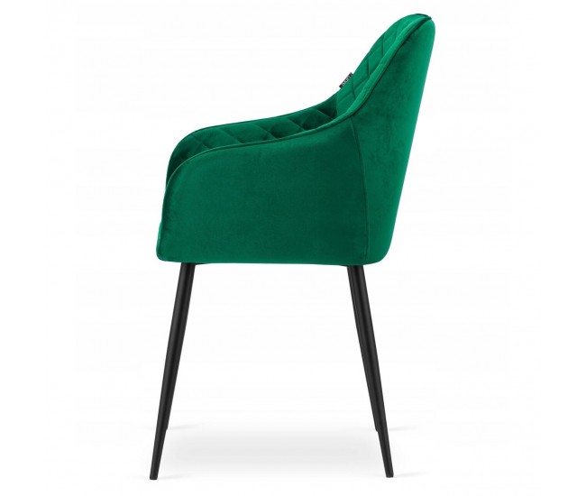 Scaun stil fotoliu bucatarie/living, Artool, Nugat, catifea, metal, verde si negru, 58x54.5x91 cm