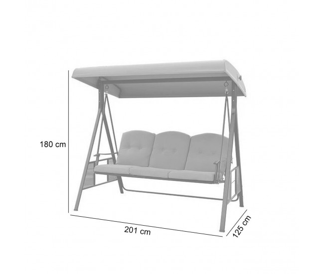 Balansoar gradina, 3 locuri, gri, 201x125x180 cm, Dubai