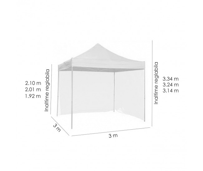 Pavilion pentru gradina/terasa, cadru metalic, pliabil, albastru, 3x3x3 m