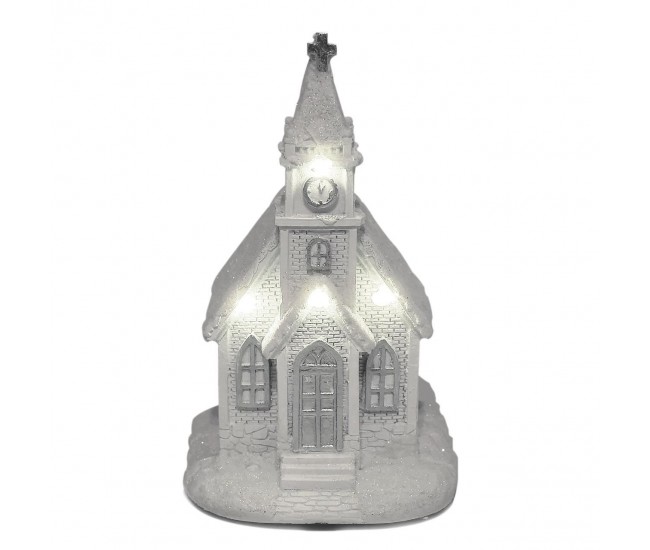 Decoratiune Craciun, Biserica, 4 LED, 2xAA , 8x17 cm