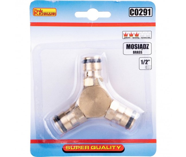 Adaptor, cuplaj rapid, 3 directii, alama, 1/2, Richmann 