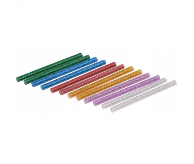 Baton silicon pentru pistol lipit, color, sidef, 12 buc, 7.4x100 mm