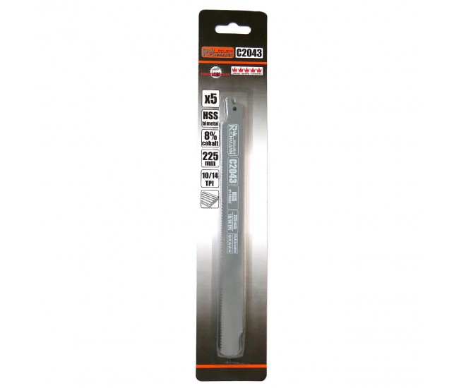 Panza, lama, fierastrau tip sabie, pentru lemn, HSS-Cobalt, 10/14 TPI, set 5 buc, 225 mm, Richmann