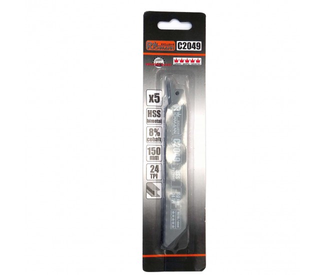 Panza, lama, fierastrau tip sabie, pentru metal, HSS-Cobalt, 24 TPI, set 5 buc, 150 mm, Richmann