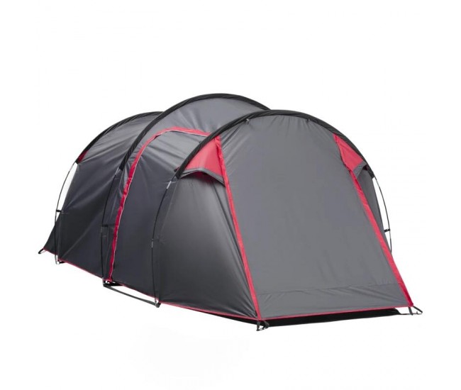 Cort camping, 2 persoane, impermeabil, cu vestibul, geanta, gri, 426x206x154 cm