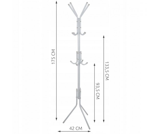 Cuier, Ruhhy, 12 carlige, metal, alb, 42x42x175 cm