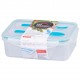 Cutie/caserola alimente, plastic, etansa, albastru, 2 compartiment, cu lingura si furculita, 1.5 L, 22x15.2x7.6 cm, MagicHome