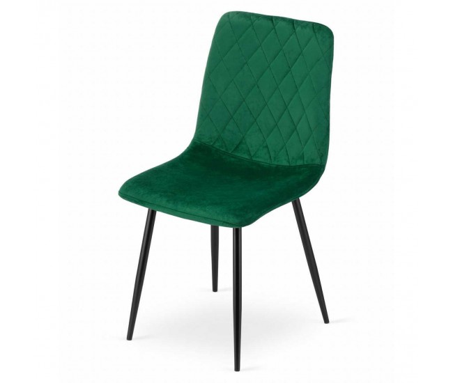 Scaun bucatarie/living, Artool, Turin, catifea, metal, verde si negru, 44.5x53x88.5 cm