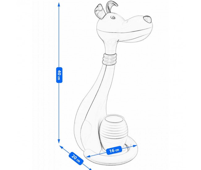 Lampa de birou, Jumi, model caine, lumina LED reglabila, alb, cu suport pixuri si creioane, 16.5x20x40 cm
