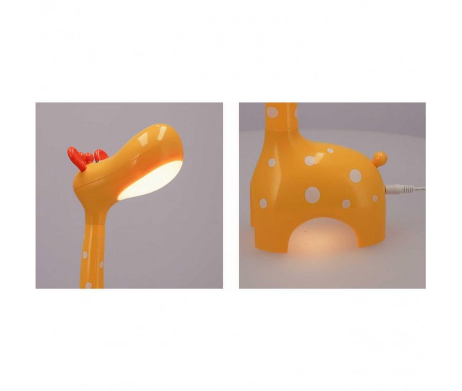 Lampa de birou, Jumi, model girafa, lumina LED reglabila, galben, 10x25x40 cm