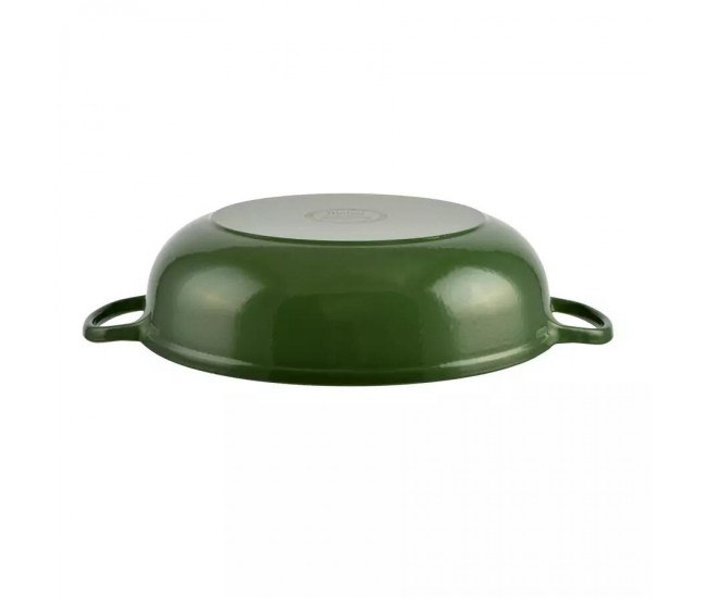 Oala de fonta emailata cu capac, maner din inox, verde, 5.5 L, Perfect Home