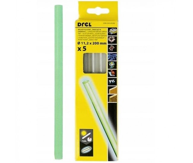 Baton silicon pentru pistol lipit, fluorescent, 5 buc, 11.2x200 mm