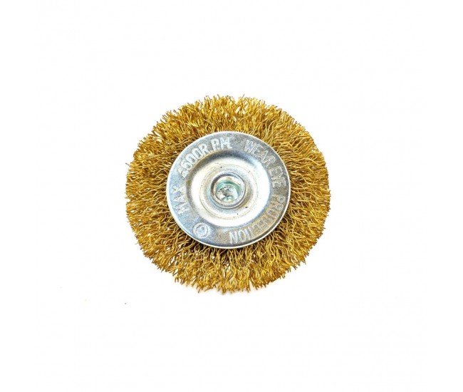 Perie sarma alama, circulara, cu tija, auriu, 75 mm