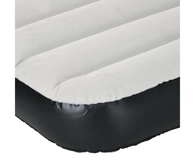 Saltea camping, 2 persoane, gonflabila, cu pompa electrica incorporata, 220-240 V, PVC, gri si negru, 203x152x30 cm