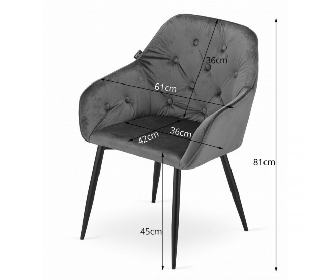 Scaun stil fotoliu bucatarie/living, Artool, Forio, catifea, metal, bej si negru, 61x55.5x81 cm