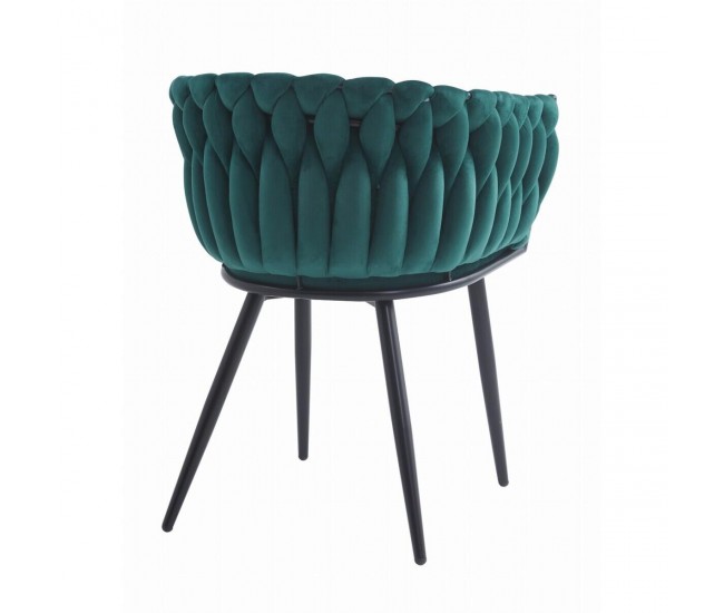 Scaun stil fotoliu bucatarie/living, Artool, Orion, catifea, metal, verde si negru, 61x55x79 cm