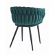 Scaun stil fotoliu bucatarie/living, Artool, Orion, catifea, metal, verde si negru, 61x55x79 cm