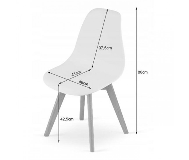 Scaun bucatarie/living, Artool, Kito, PP, lemn, alb, 46x54.5x80 cm