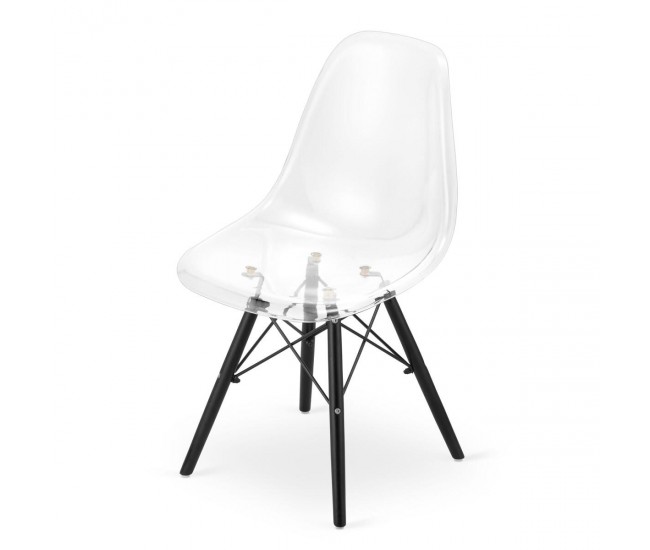 Scaun stil scandinav, Artool, Osaka, policarbonat, lemn, transparent si negru, 46x51.5x81 cm