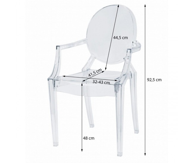 Set 4 scaune bucatarie/living, Artool, Busan, PC, transparent, 54x56.5x92.5 cm